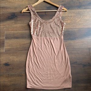 Forever 21 Rose Gold/Tan Mini Dress; Size S